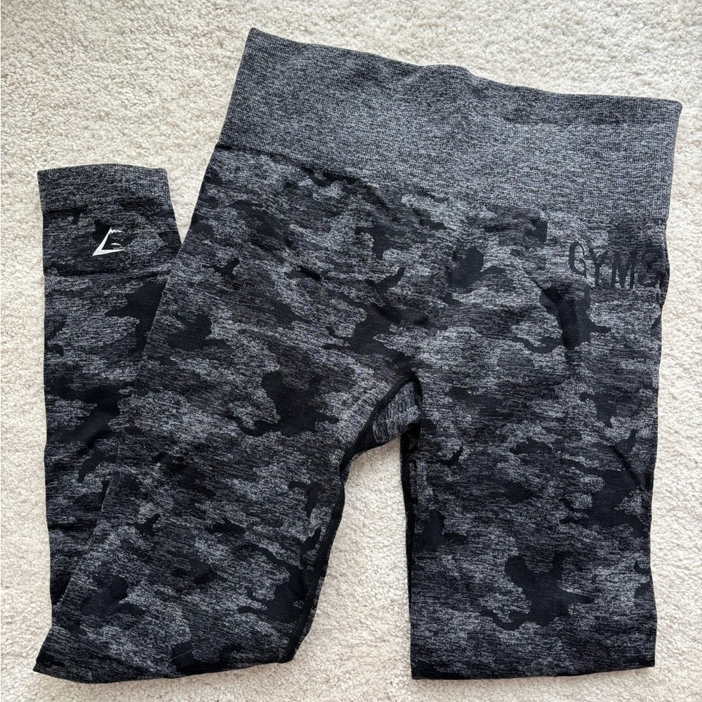 Gymshark Black and Gray Camo Leggings